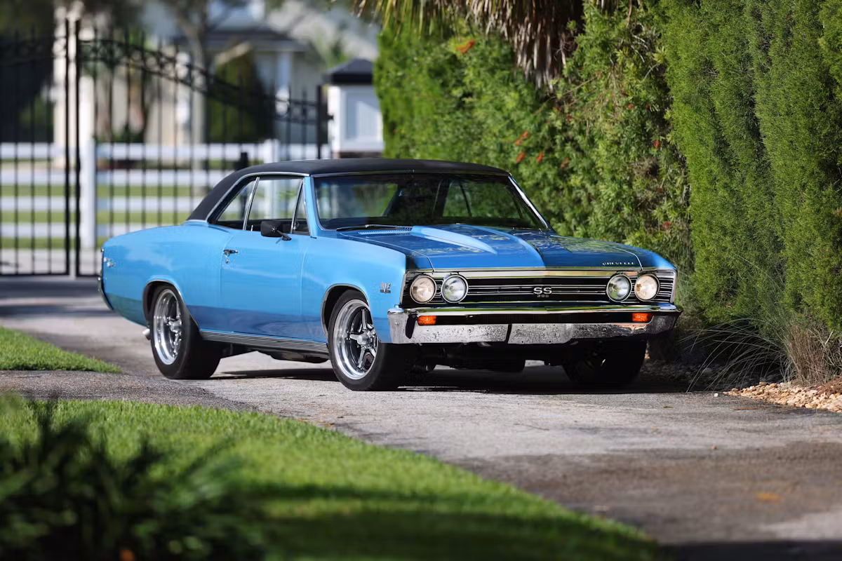 Classic car in showroom